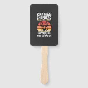 German Shepherd Dog Lover Funny Retro Hand Fan