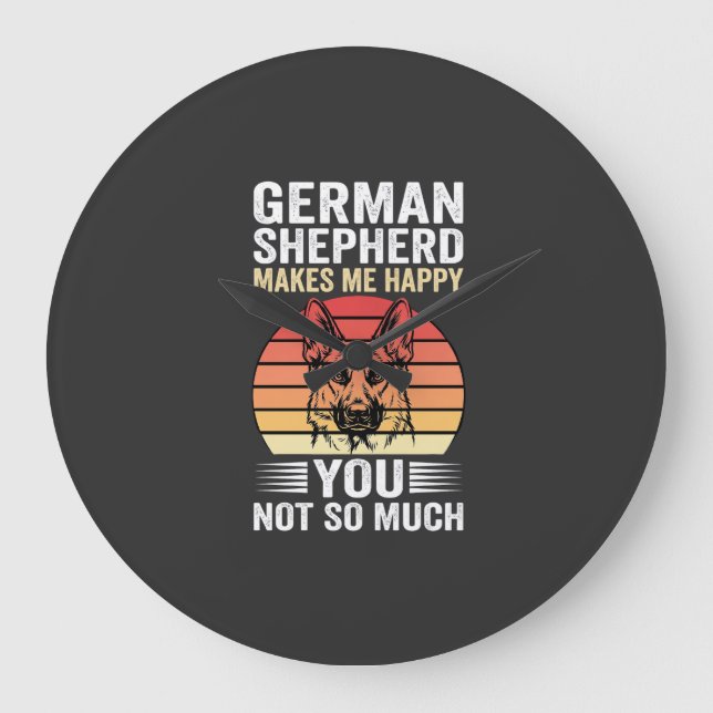 German Shepherd Dog Lover Funny Retro Large Clock (Front)