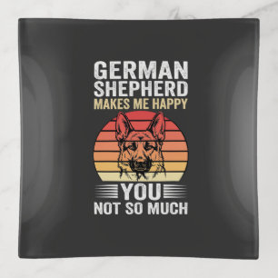 German Shepherd Dog Lover Funny Retro Trinket Tray