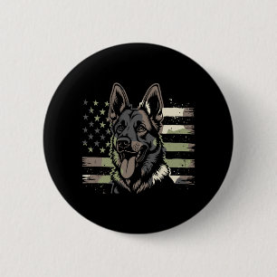 German Shepherd Dog Lover USA American Flag 4th Of Button