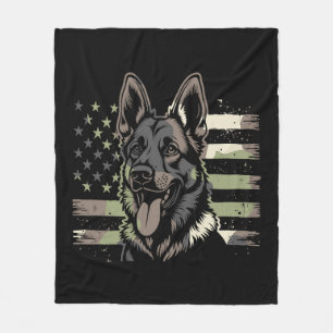 German Shepherd Dog Lover USA American Flag 4th Of Fleece Blanket
