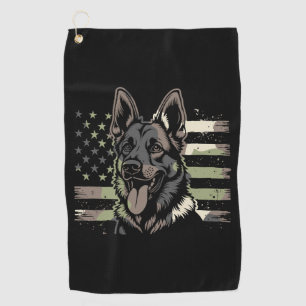 German Shepherd Dog Lover USA American Flag 4th Of Golf Towel