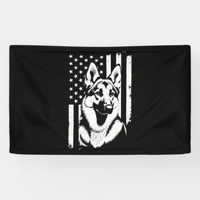 German Shepherd Dog Lover USA American Flag   Banner (Horizontal)