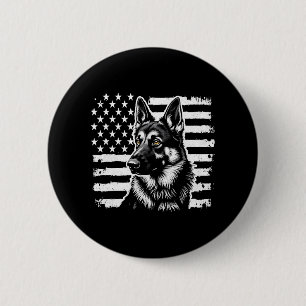 German Shepherd Dog Lover USA American Flag Button