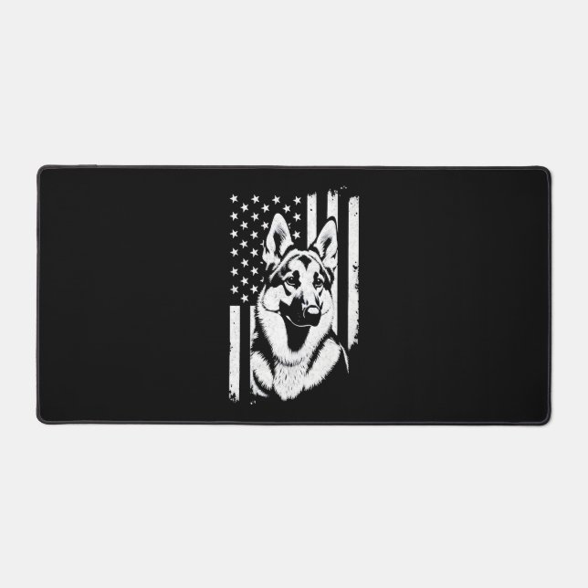 German Shepherd Dog Lover USA American Flag   Desk Mat (Front)