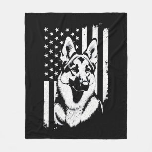 German Shepherd Dog Lover USA American Flag Fleece Blanket