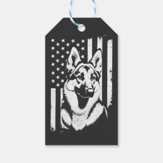 German Shepherd Dog Lover USA American Flag Gift Tags
