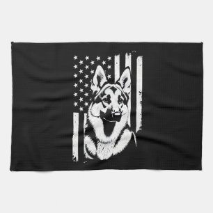 German Shepherd Dog Lover USA American Flag Kitchen Towel