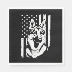 German Shepherd Dog Lover USA American Flag Napkins