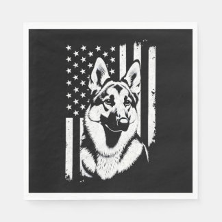 German Shepherd Dog Lover USA American Flag Napkins