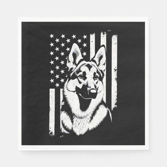 German Shepherd Dog Lover USA American Flag   Napkins (Front)