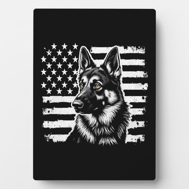 German Shepherd Dog Lover USA American Flag  Plaque (Front)