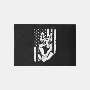 German Shepherd Dog Lover USA American Flag   Rug