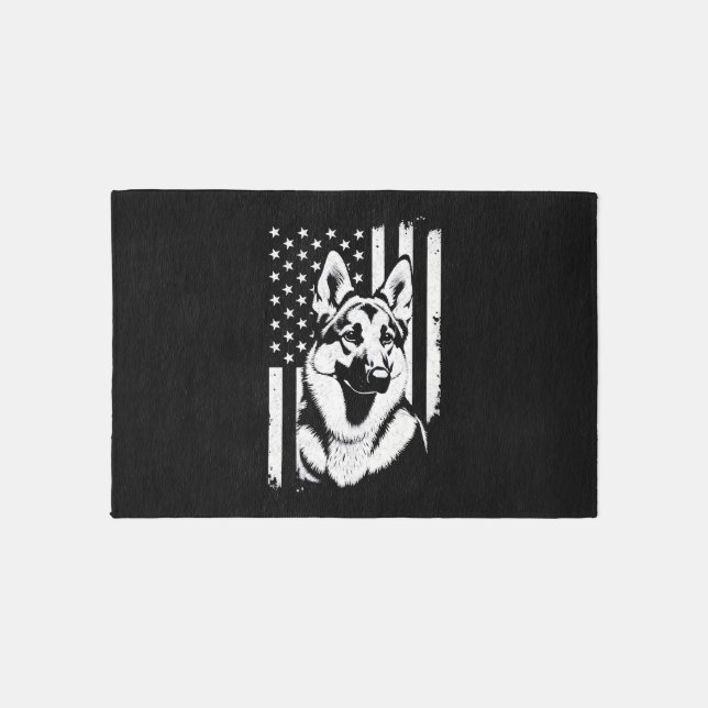 German Shepherd Dog Lover USA American Flag   Rug (Front)