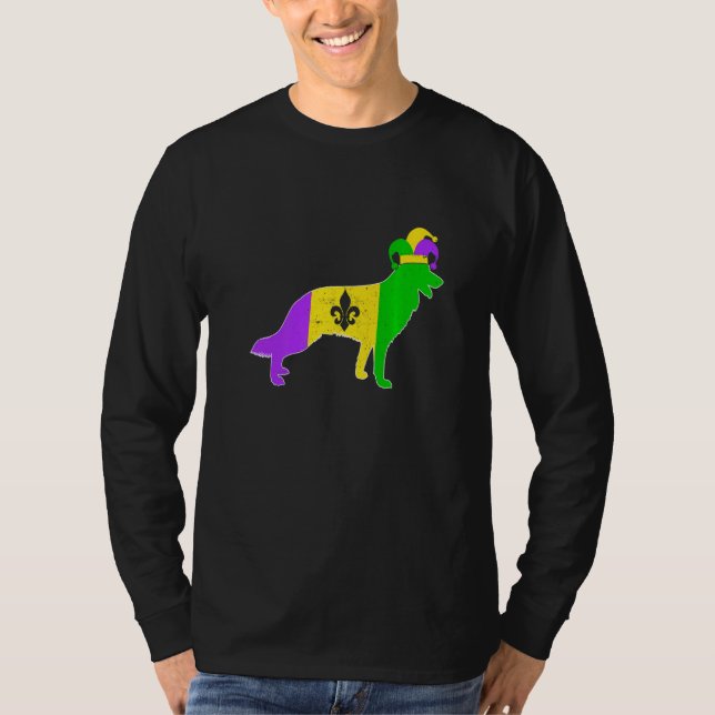 German Shepherd Dog Mardi Gras Carnivals Funny Pup T-Shirt (Front)