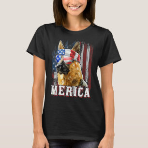 German Shepherd Dog Merica 4th Of July American Fl T-Shirt