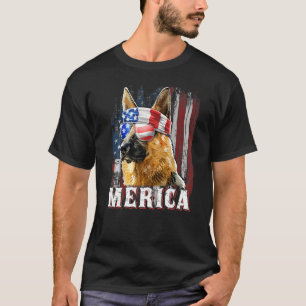 German Shepherd Dog Merica 4th Of July American Fl T-Shirt