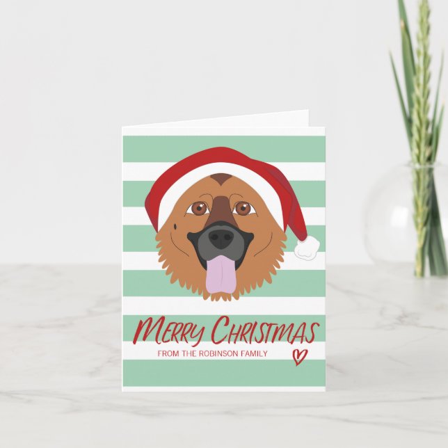 German Shepherd Dog Merry Christmas Holiday Card (Front)