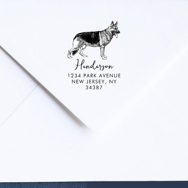 German Shepherd Dog Modern Return Address Rubber Stamp (Creator Uploaded)