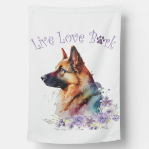 German Shepherd Dog Mom Floral House Flag