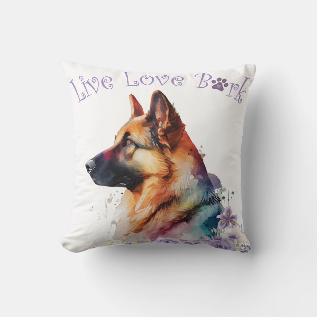 German Shepherd Dog Mom Floral Throw Pillow (Front)