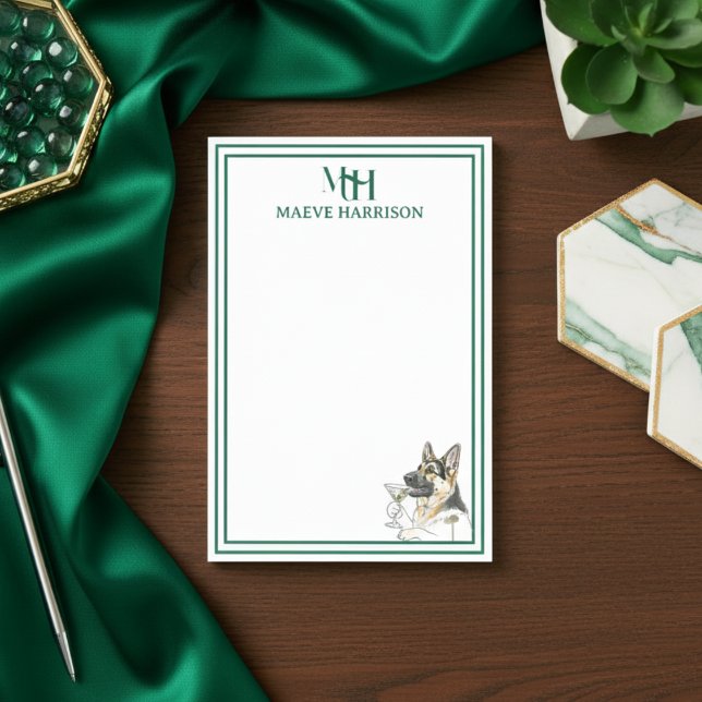 German Shepherd Dog Monogram  Post-it Notes (Gift custom stationery to the dog lover in your life!)