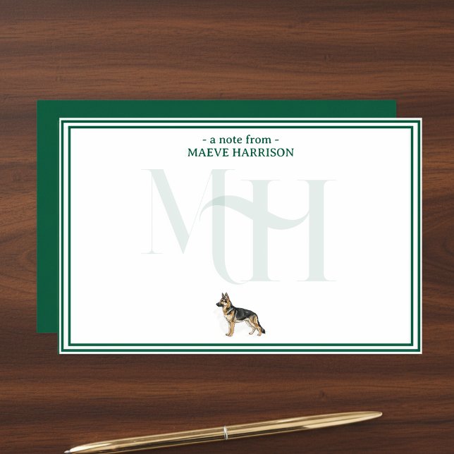 German Shepherd Dog Monogram Stationery (Gift custom stationery to the dog lover in your life! )