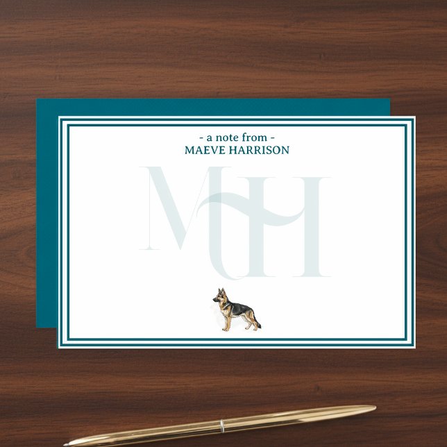 German Shepherd Dog Monogram Stationery (Gift custom stationery to the dog lover in your life! )