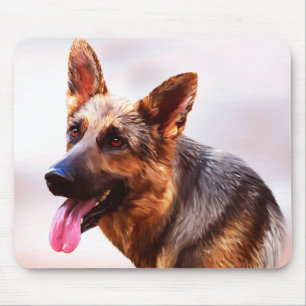 German Shepherd Dog Oil Painting Art Portrait Mouse Pad