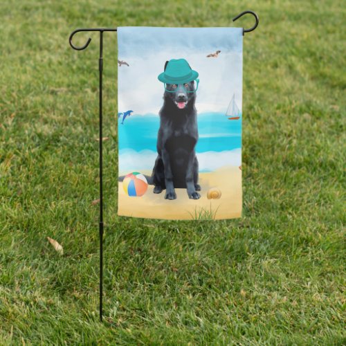  German Shepherd Dog on Beach  Garden Flag