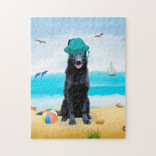 German Shepherd Dog on Beach  Jigsaw Puzzle