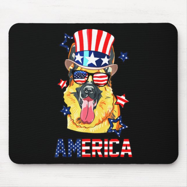 German Shepherd Dog Owner 4Th Of July Mouse Pad (Front)
