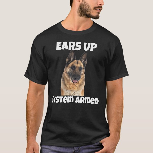 German Shepherd Dog Owner Ears Up Baseball ¾ Sleev T-Shirt (Front)