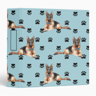 German Shepherd Dog Paw Prints Pattern 3 Ring Binder