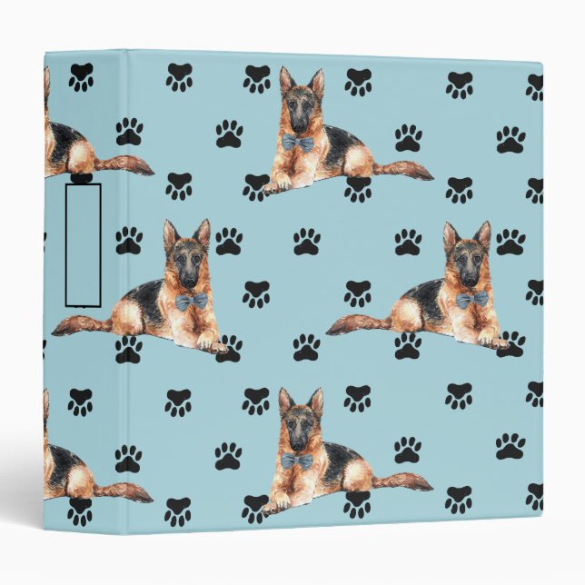 German Shepherd Dog Paw Prints Pattern 3 Ring Binder (Front/Spine)