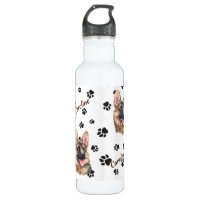 Dog Mom Custom Name Water Bottle Heart Dog Paw Print 32 Oz Personalized  Stainless Steel Insulated Water Bottles for Adults Older Kids 