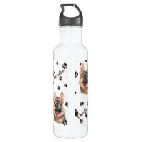 Dog Mom Custom Name Water Bottle Heart Dog Paw Print 32 Oz Personalized  Stainless Steel Insulated Water Bottles for Adults Older Kids 