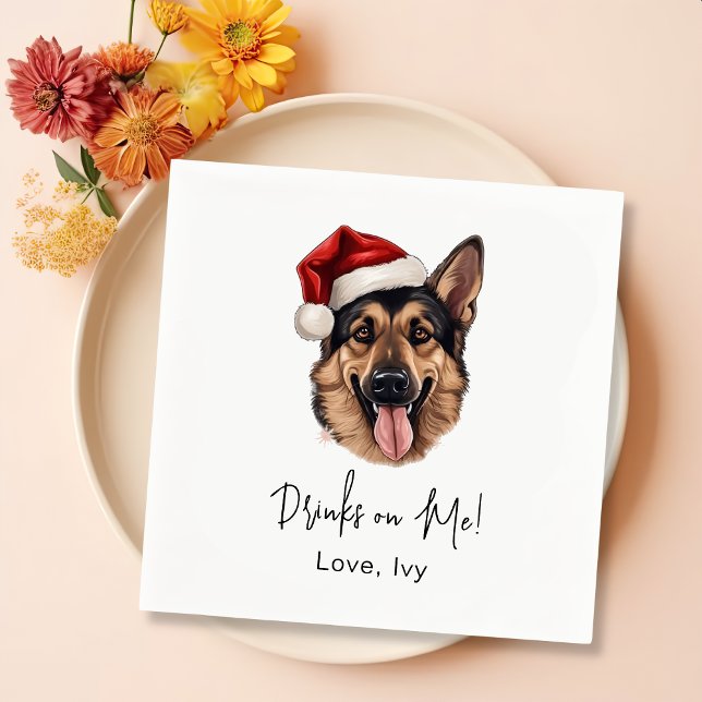 German Shepherd Dog Personalized Drinks On Me Napkins (Creator Uploaded)
