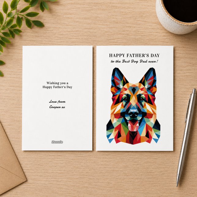 German Shepherd Dog Personalized Father's Day Holiday Card (Edit message on reverse to personalize.  Text on front also editable.)