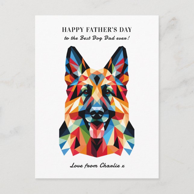 German Shepherd Dog Personalized Father's Day Holiday Postcard (Front)