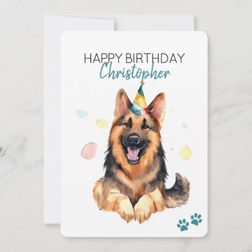 German Shepherd Dog Personalized Happy Birthday Card