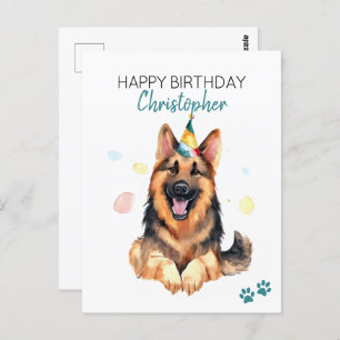 German Shepherd Dog Personalized Happy Birthday Postcard