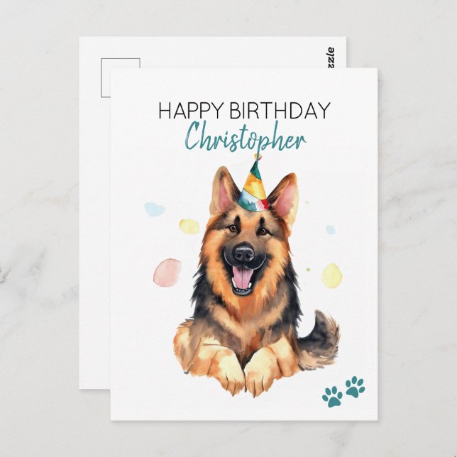 German Shepherd Dog Personalized Happy Birthday  Postcard (Front/Back)