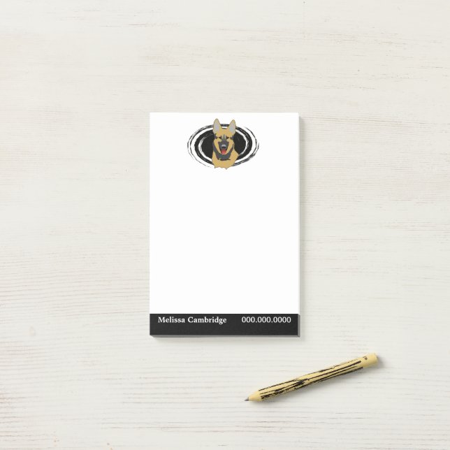 German Shepherd Dog Personalized Post-it Notes (On Desk)