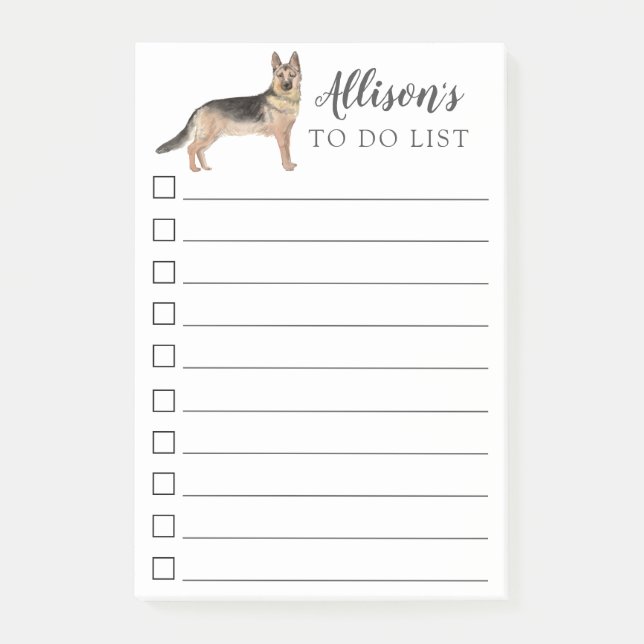 German Shepherd Dog Personalized To Do List Post-it Notes (Front)
