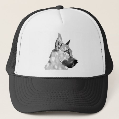 German Shepherd Dog Pet  Black sport  Silhouette Trucker Hat