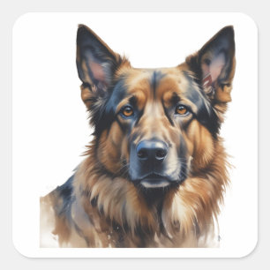 German Shepherd Dog Pet Name Square Sticker