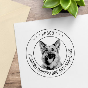 German Shepherd Dog Pet Photo Round Rubber Stamp