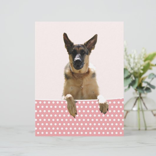 German Shepherd Dog Pink Polka Dots (Standing Front)