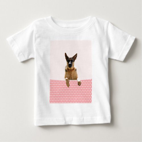 German Shepherd Dog Pink Polka Dots Baby T_Shirt